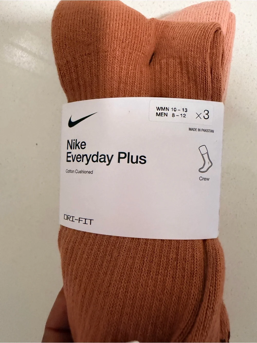 Nike Women / Men's Rust/Brown/ cream Socks with Black Swoosh - 3 pack